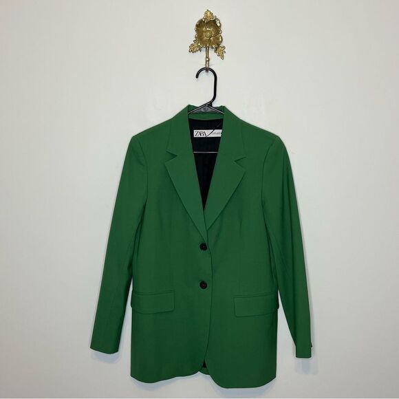 Zara 2 Button Blazer Kelly Green S - Picture 1 of 7